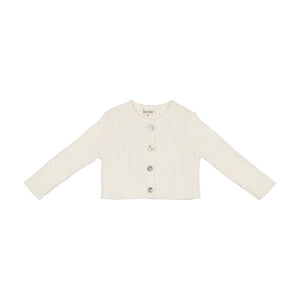 Ribbed knit cardigan - chalk white
