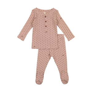 Ribbed star lounge set - pink/rose
