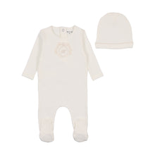 Load image into Gallery viewer, Ribbon applique footie and beanie - chalk white girls
