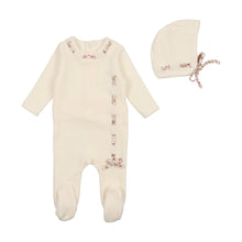 Load image into Gallery viewer, Ribbon weave velour layette set - snow white girl
