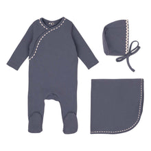 Load image into Gallery viewer, Classic ric rac layette set - Blue on white
