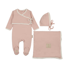 Load image into Gallery viewer, Scalloped Wrap Cardigan Layette Set - Orchid pink

