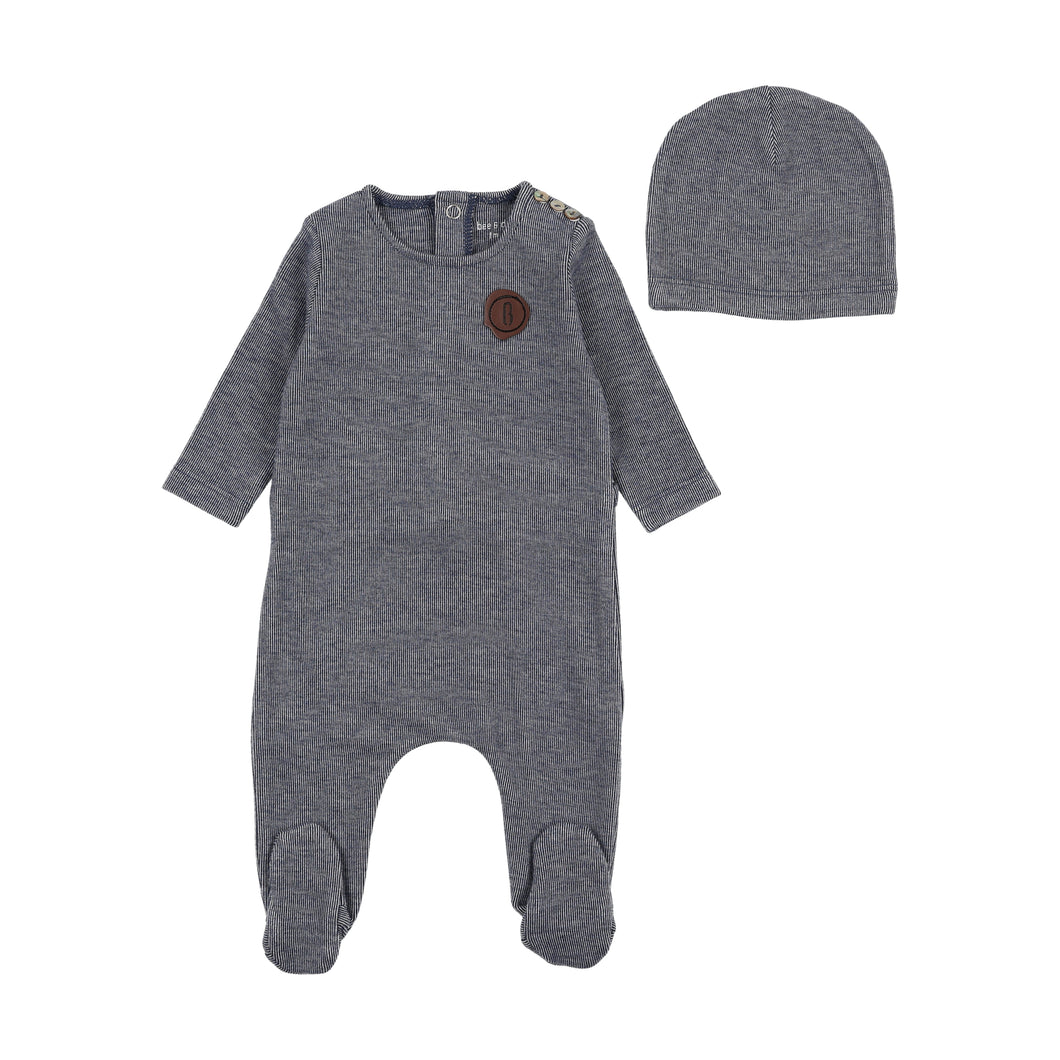 Snuggle soft footie and beanie - Captain blue