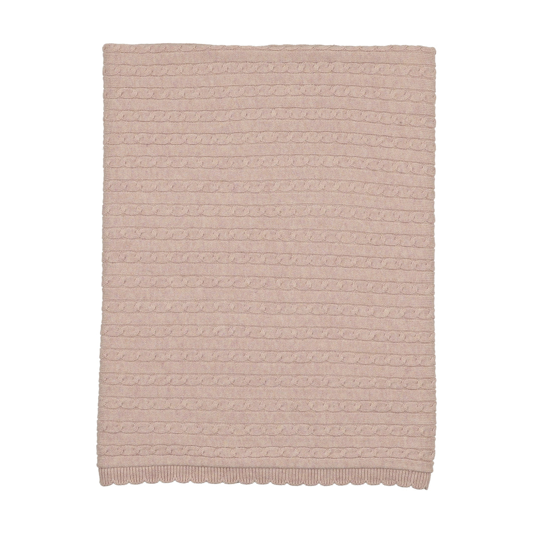 Soft cable knit outfit layette set - marled pink