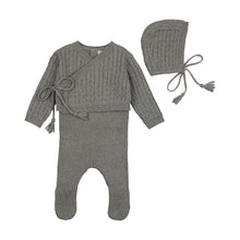 Load image into Gallery viewer, Soft cable knit outfit layette set - charcoal
