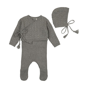 Soft cable knit outfit - charcoal