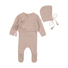 Load image into Gallery viewer, Soft cable knit outfit layette set - marled pink
