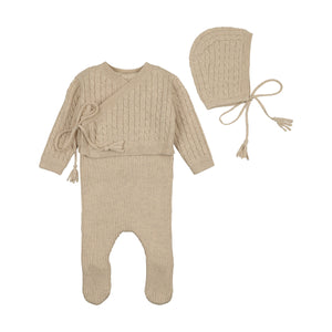Soft cable knit outfit - oat