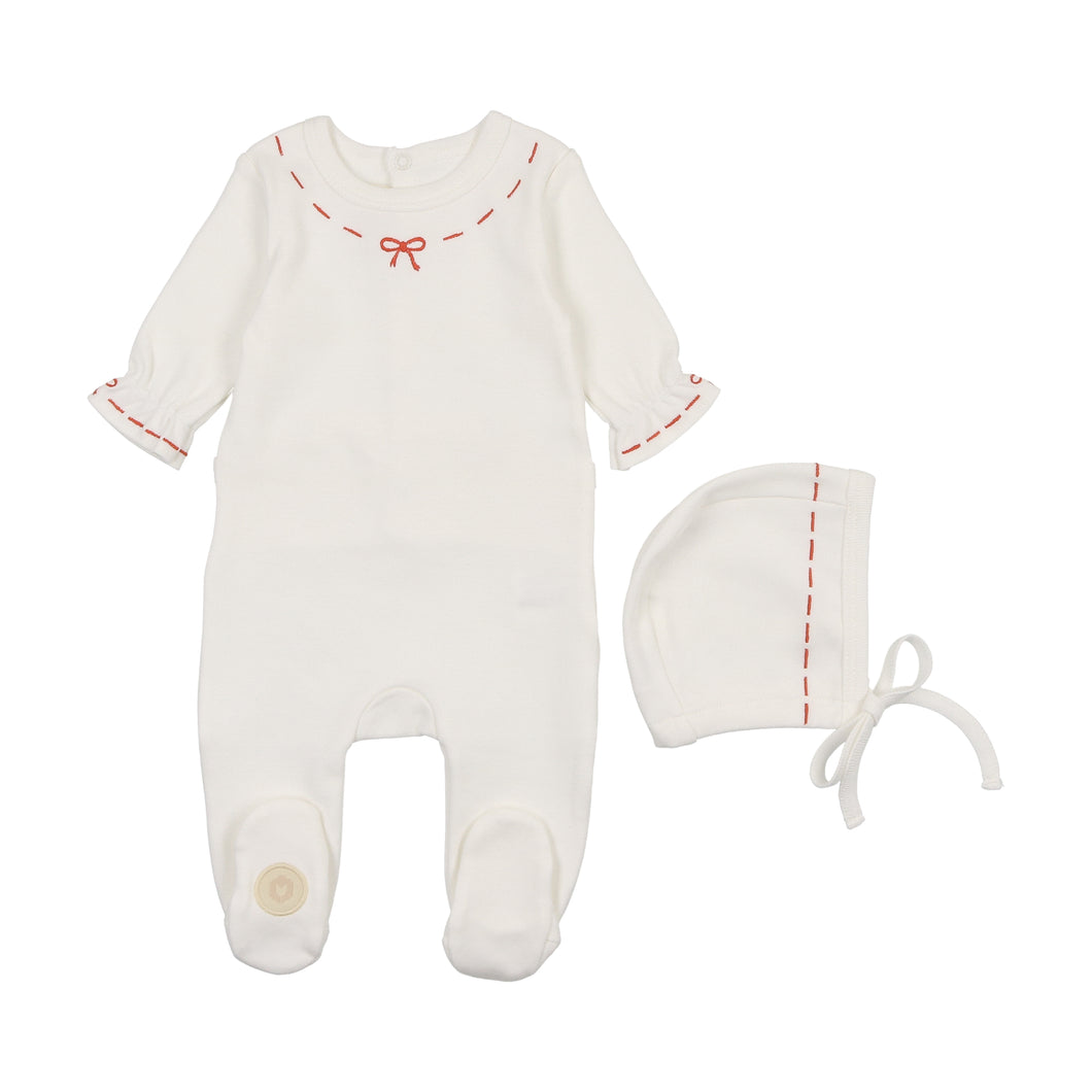 Soft stitches girls gift set - ivory and red