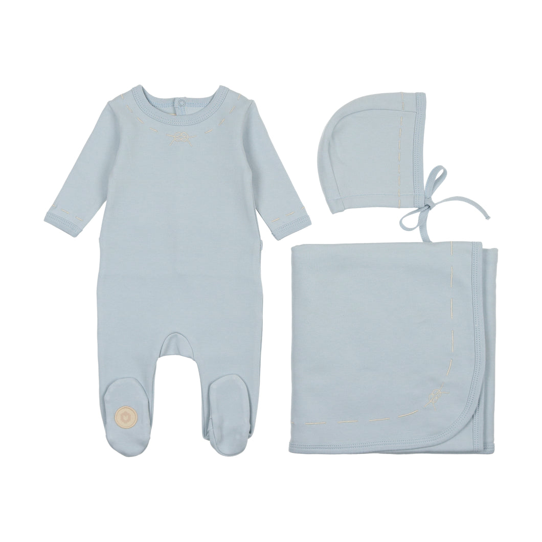 Soft stitches boys layette set - niagara blue