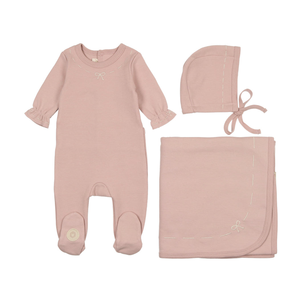 Soft stitches girls layette set - rose smoke