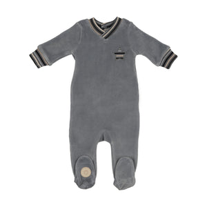 Striped star footie - Ocean blue