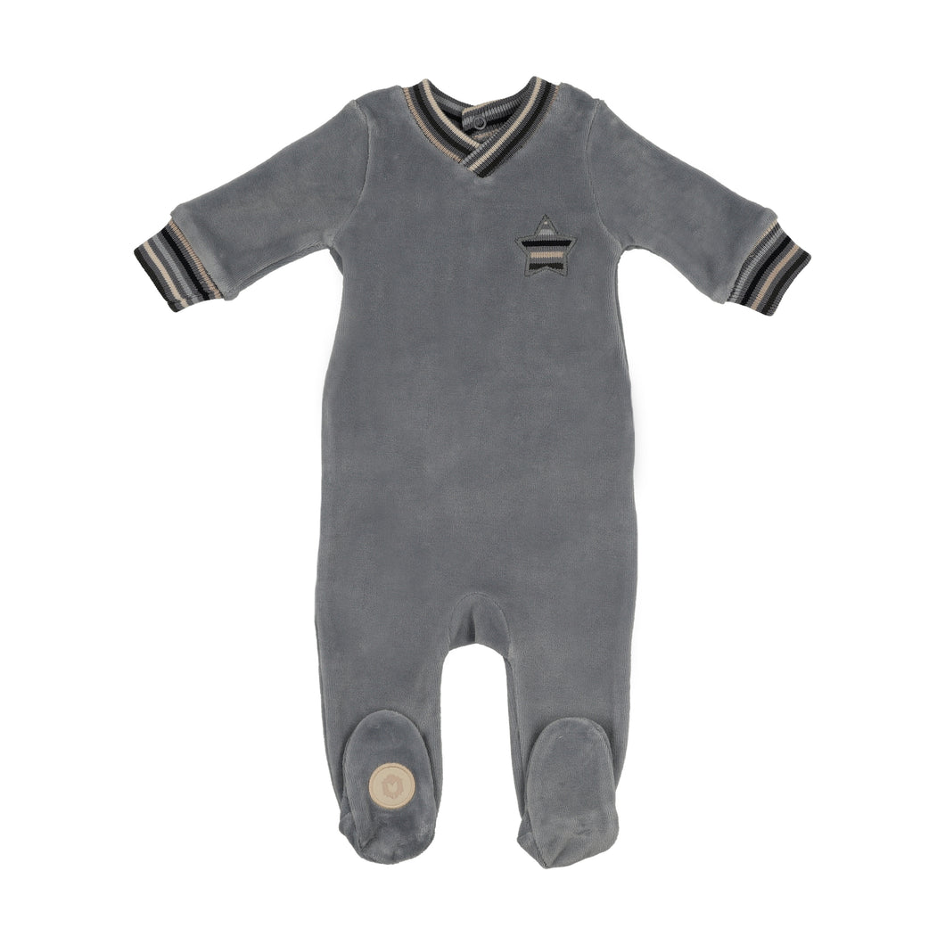 Striped star footie - Ocean blue