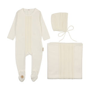Strip of sweetness layette set - Ivory