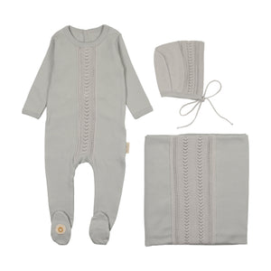 Strip of sweetness layette set - Pearl blue