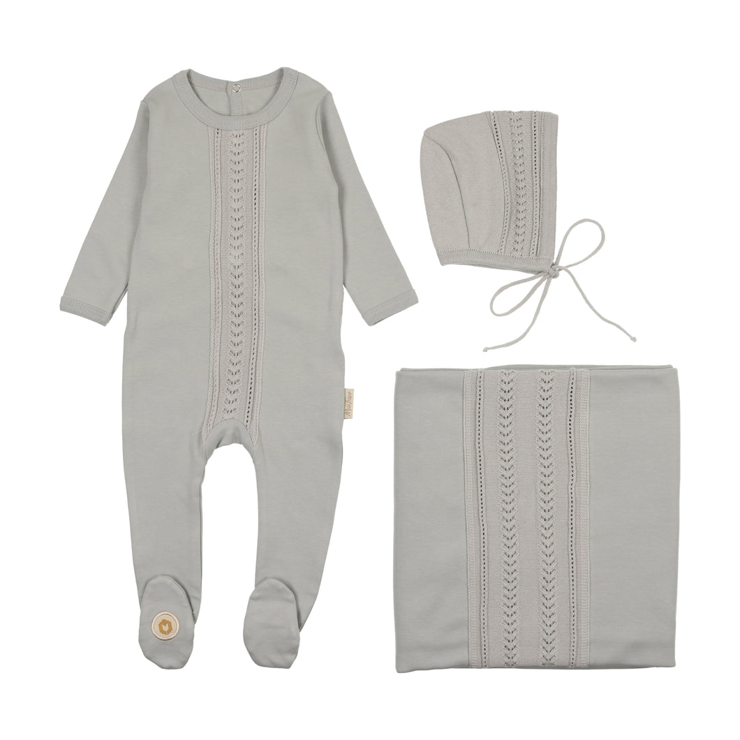 Strip of sweetness layette set - Pearl blue
