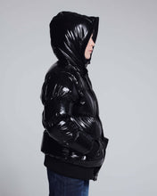 Load image into Gallery viewer, Black glitter puffy coat - Black
