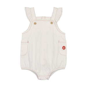 Summer glory girls romper - ivory and red