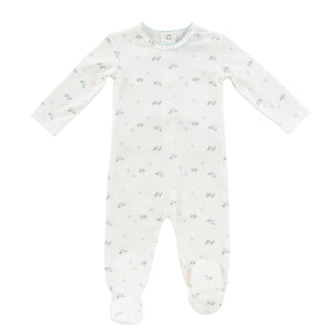 Berry pattern footie and bonnet - Blue