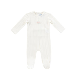 Pointelle footie and bonnet - Blush