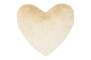 Embroidered heart fur pillow - Natural