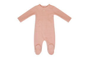 Waffle scallop footie and bonnet - Pink TD2810