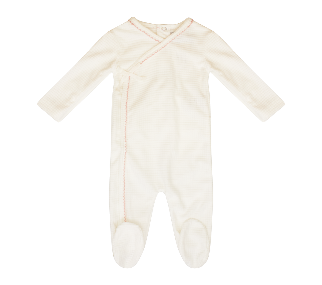Velour waffle footie - Pink