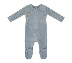 Rib wrap footie and beanie - Blue TD2819