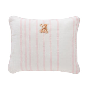 Stripe teddy filled throw pillow - pink