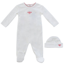 Load image into Gallery viewer, Flutter layette set - white/red
