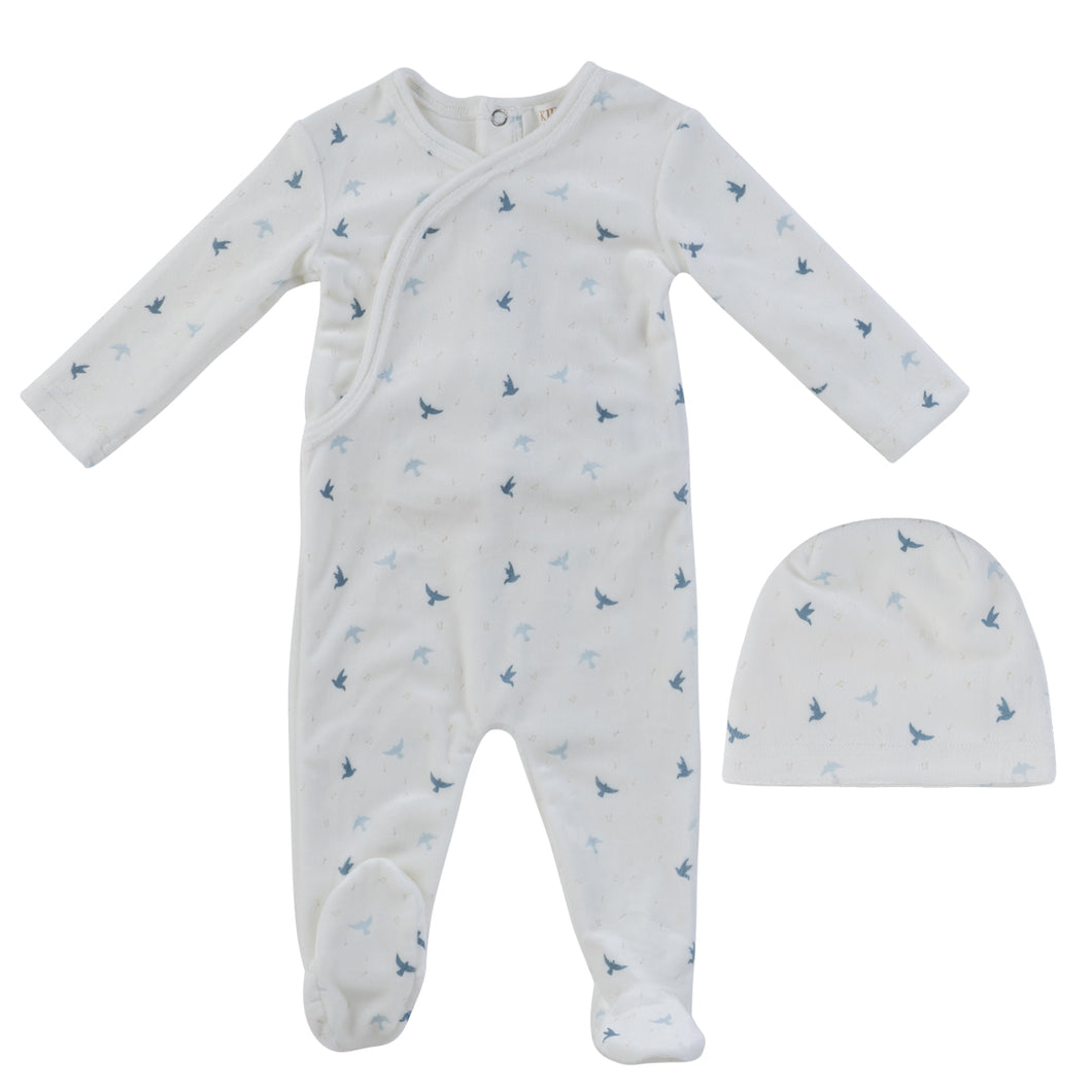 Songbird layette set - White/blue