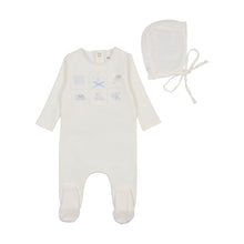 Load image into Gallery viewer, Take me home gingham footie and bonnet - chalk white boys
