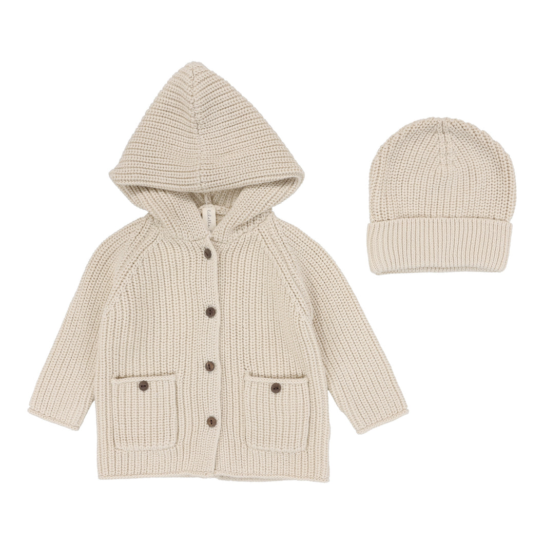 Chunky knit jacket and beanie - Ecru