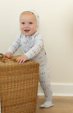 Load image into Gallery viewer, Topiaries and bows footie and bonnet  - blue cloud
