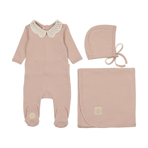 Touch of crochet boys layette set - Rose dust