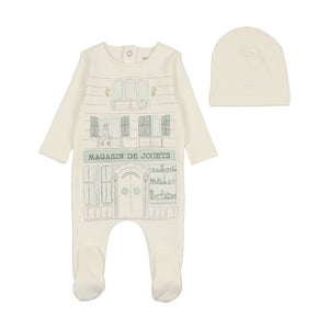 Toy shop footie and beanie - Ivory boys