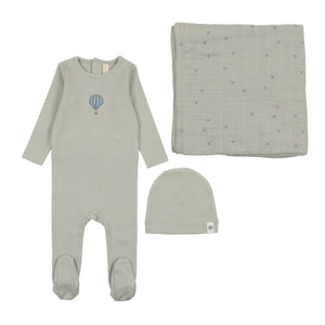 Singel hot air balloon layette set - Seafoam