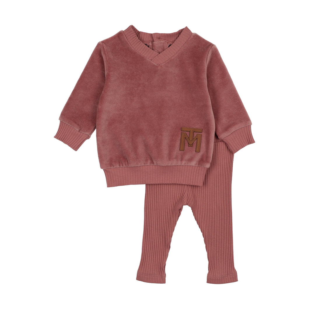 V-neck ensemble - Dark rose