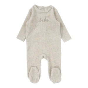 Velour bebe footie - heather oatmeal