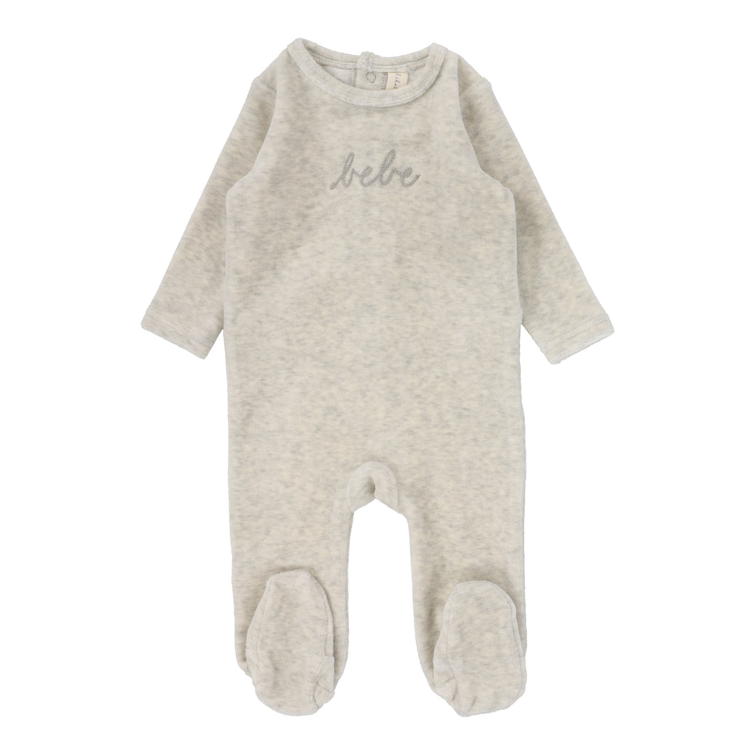 Velour bebe footie - heather oatmeal