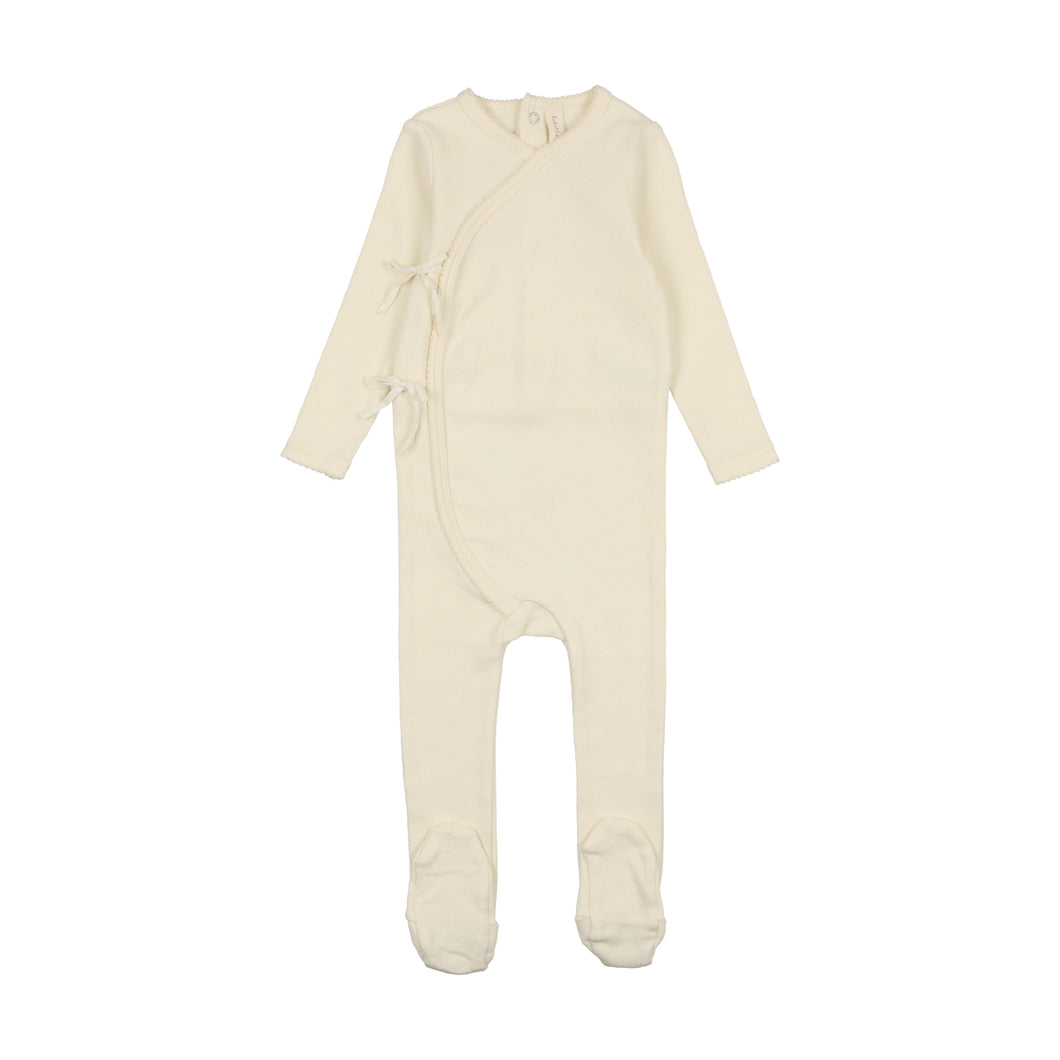 Vine pointelle footie - Cream