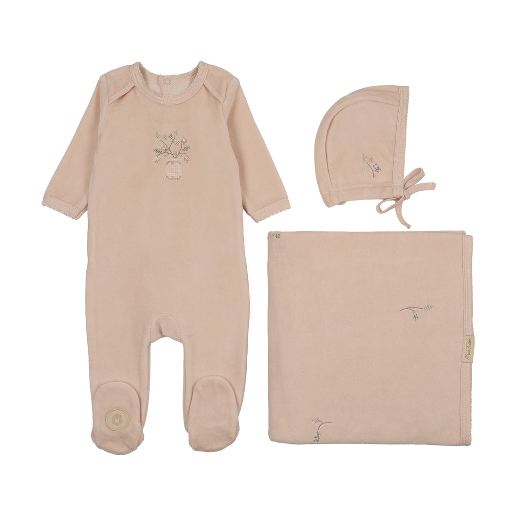Vase and petals layette set - Barely pink