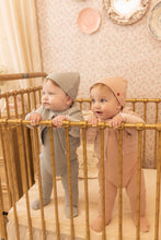 Load image into Gallery viewer, Velour cardigan ribbed footie and beanie - London fog
