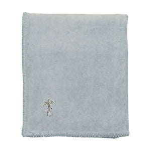 Velour embroidered edge layette set - cloud blue