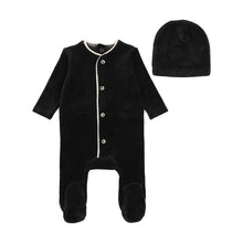 Load image into Gallery viewer, Velour footie and beanie - Noir
