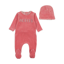Load image into Gallery viewer, Velour petit footie and beanie - hibiscus

