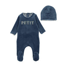 Load image into Gallery viewer, Velour petit footie and beanie - marina
