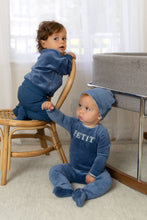 Load image into Gallery viewer, Velour petit footie and beanie - marina
