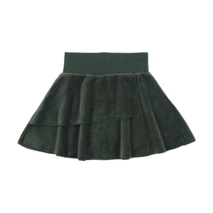 Velour layered skirt - green