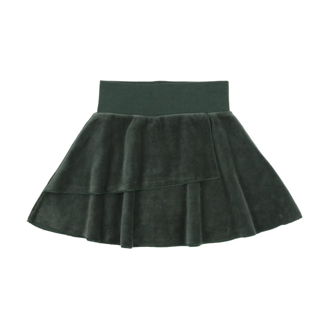 Velour layered skirt - green